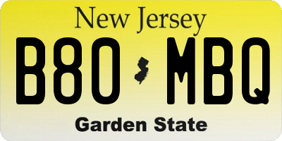 NJ license plate B80MBQ