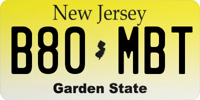 NJ license plate B80MBT