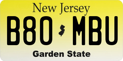 NJ license plate B80MBU