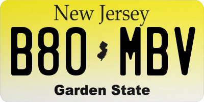 NJ license plate B80MBV