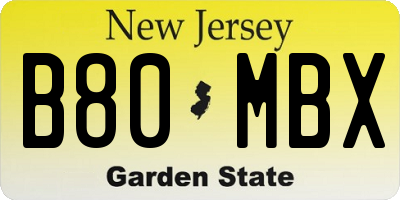 NJ license plate B80MBX