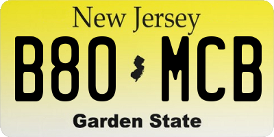 NJ license plate B80MCB