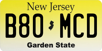 NJ license plate B80MCD