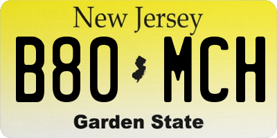 NJ license plate B80MCH