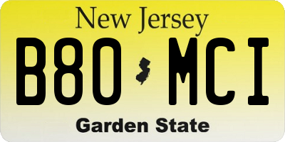 NJ license plate B80MCI
