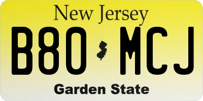 NJ license plate B80MCJ
