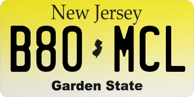 NJ license plate B80MCL