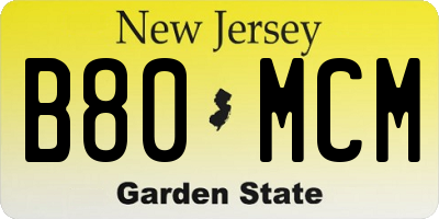 NJ license plate B80MCM