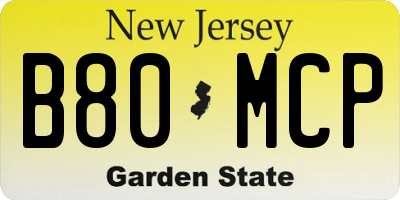 NJ license plate B80MCP