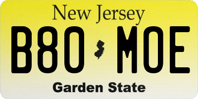 NJ license plate B80MOE