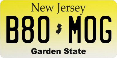 NJ license plate B80MOG