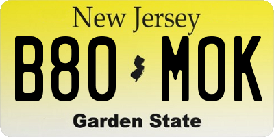 NJ license plate B80MOK