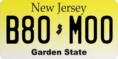 NJ license plate B80MOO