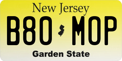 NJ license plate B80MOP