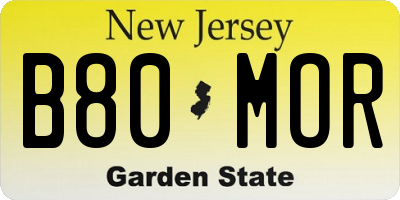 NJ license plate B80MOR