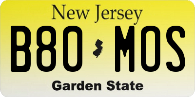 NJ license plate B80MOS