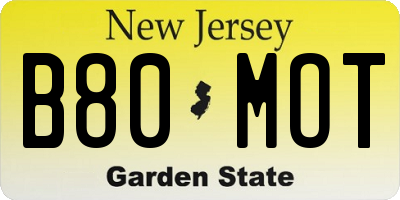 NJ license plate B80MOT