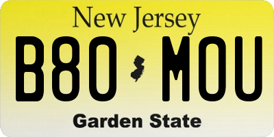 NJ license plate B80MOU