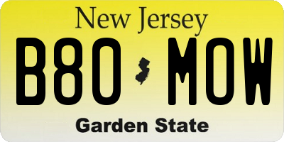 NJ license plate B80MOW