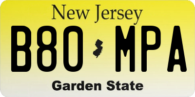 NJ license plate B80MPA