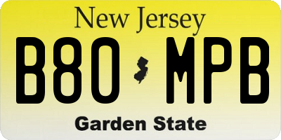 NJ license plate B80MPB