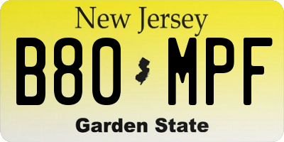 NJ license plate B80MPF