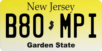 NJ license plate B80MPI