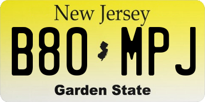NJ license plate B80MPJ