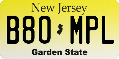 NJ license plate B80MPL