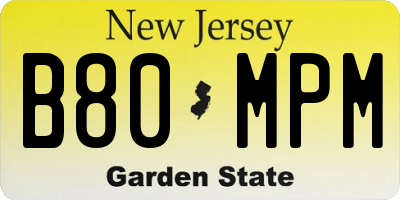 NJ license plate B80MPM