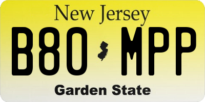 NJ license plate B80MPP