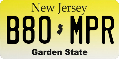 NJ license plate B80MPR