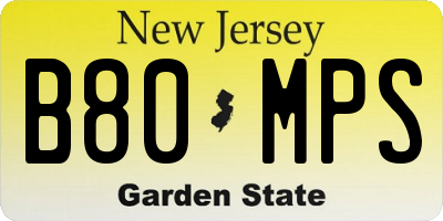 NJ license plate B80MPS
