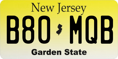 NJ license plate B80MQB