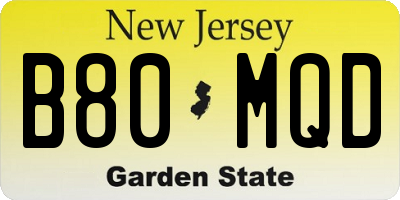 NJ license plate B80MQD