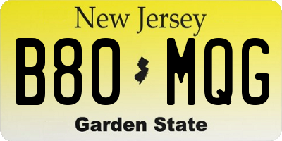 NJ license plate B80MQG