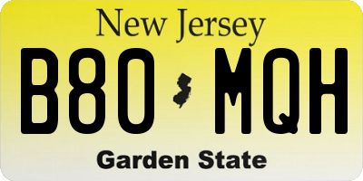 NJ license plate B80MQH