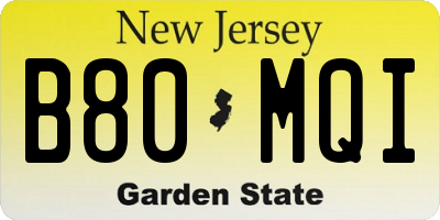 NJ license plate B80MQI