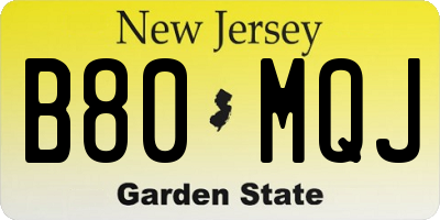 NJ license plate B80MQJ