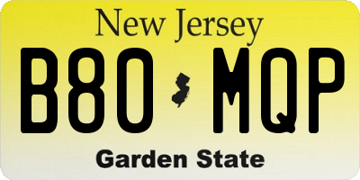NJ license plate B80MQP