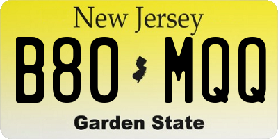 NJ license plate B80MQQ