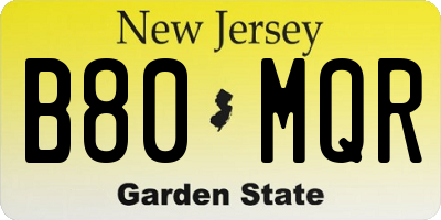 NJ license plate B80MQR