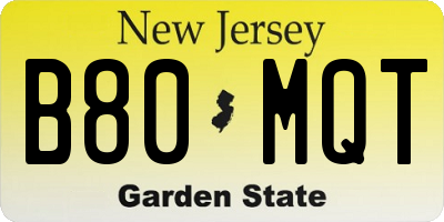 NJ license plate B80MQT
