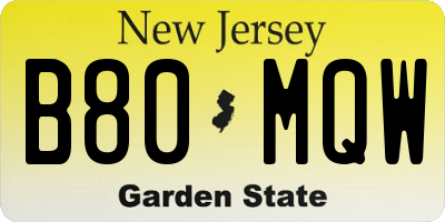 NJ license plate B80MQW