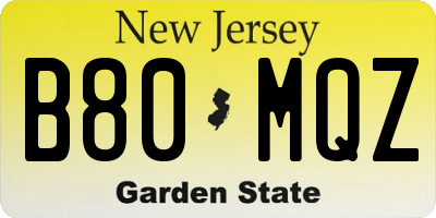 NJ license plate B80MQZ