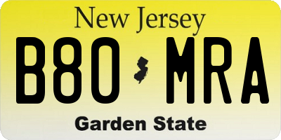 NJ license plate B80MRA