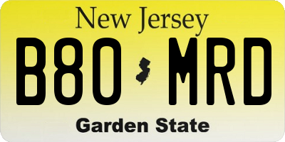 NJ license plate B80MRD