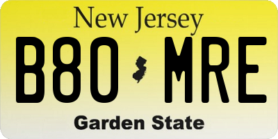 NJ license plate B80MRE