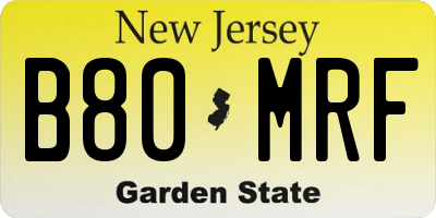 NJ license plate B80MRF