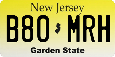 NJ license plate B80MRH